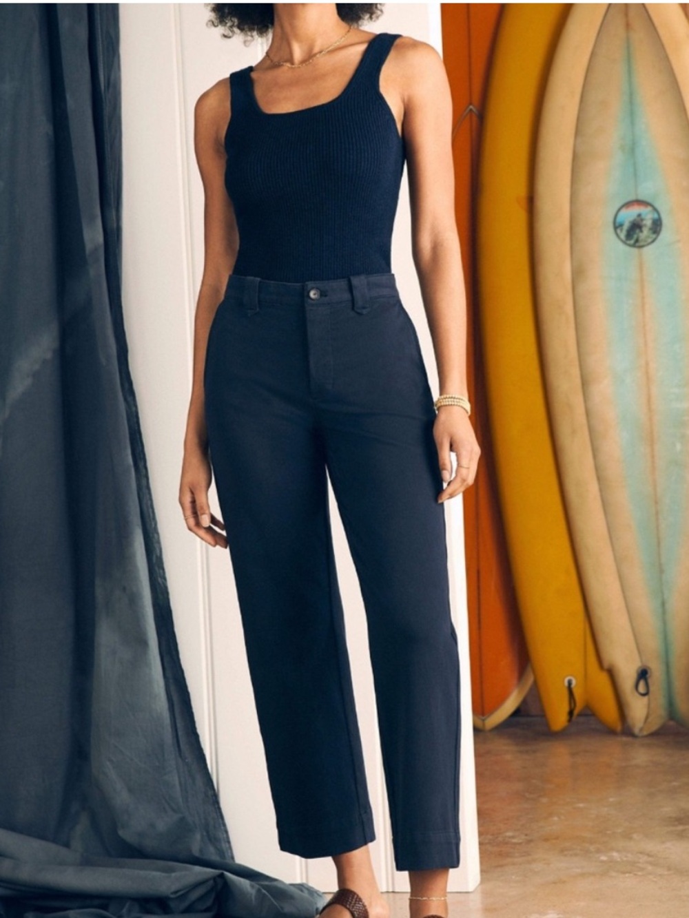 Faherty Coastline Stretch Chino Ankle Pants Navy Size 10